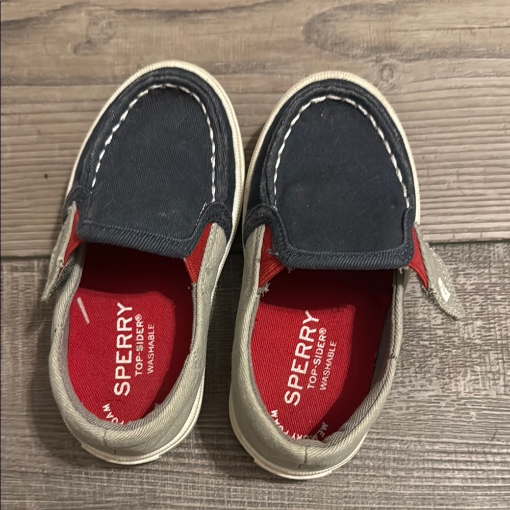 Sperry Blue and Red Moccasins Slip-On Nautical Style